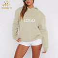 Custom Winter Blank Fabric Women Fitness Clothing Mesh Cotton High Quality Long Sleeve Baggy Casual Stringless Pullover Hoodies