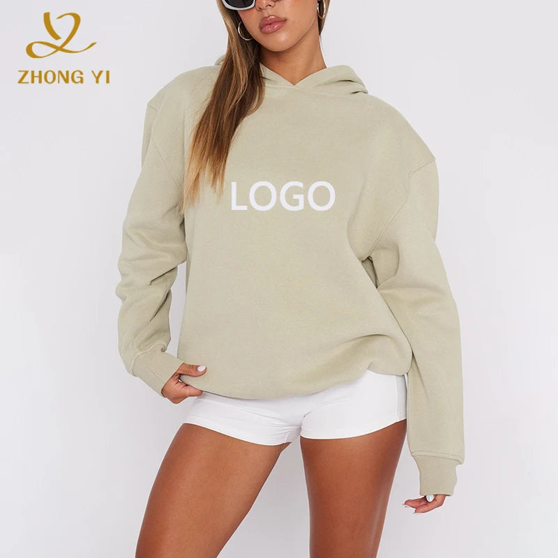 Custom Winter Blank Fabric Women Fitness Clothing Mesh Cotton High Quality Long Sleeve Baggy Casual Stringless Pullover Hoodies