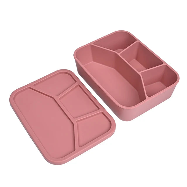 Custom Logo BPA Free Non Toxic Airtight Seal Silicone Bento Lunch Boxes Meal Pre Food Container Children Kid Snack Storage Boxes