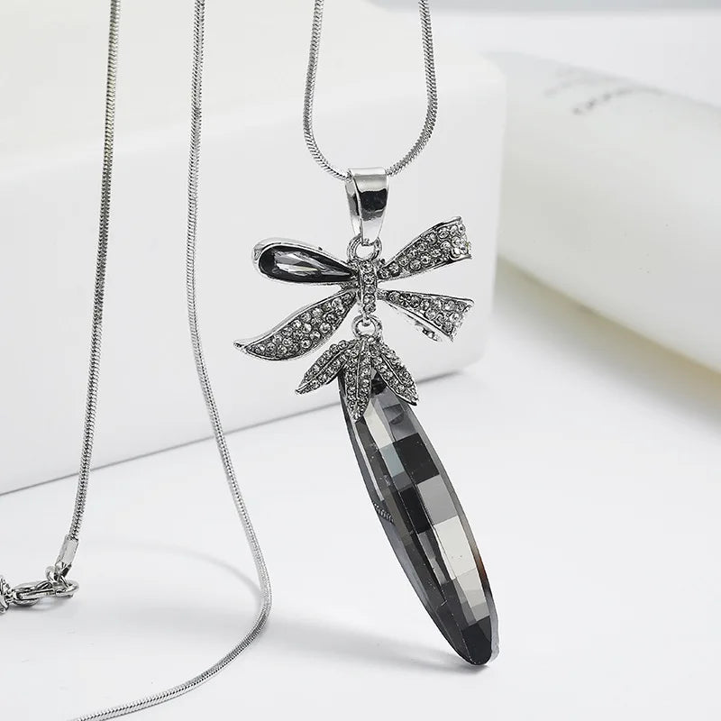 LK10204 Fashion Flower Pendant Necklace Women Long Chain Necklace Jewelry