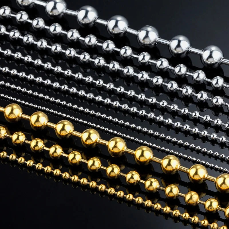 Manufacturer Jewelry Diy Gold Ball Stainless Steel Metal Waterproof and Hypoallergenic Beads Chain for Jewelry Making