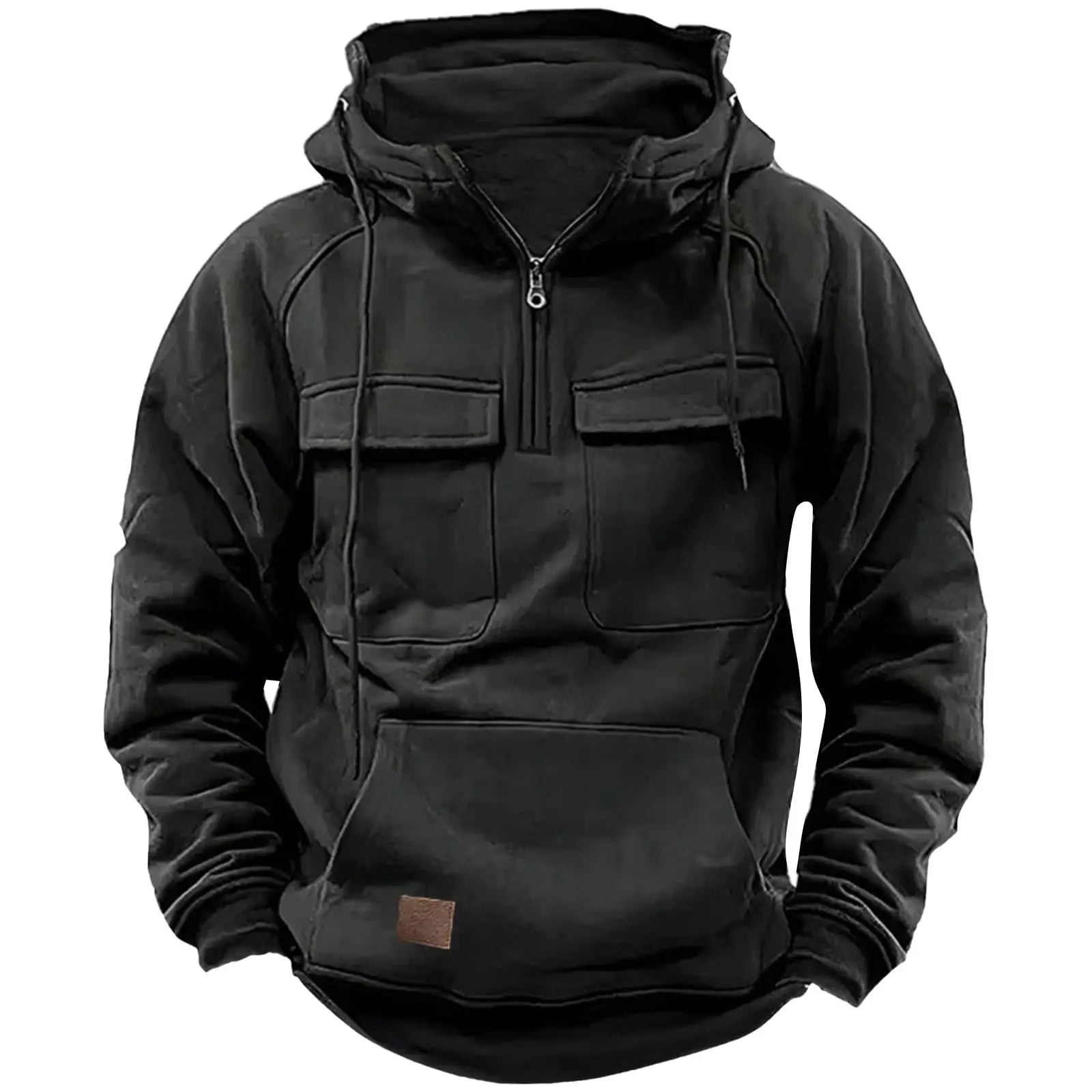 Custom Embroidered Logo Manufacturer Half Blank 100% Cotton 400 GSM Pullover Streetwear Quarter Zip up Men Hoodies