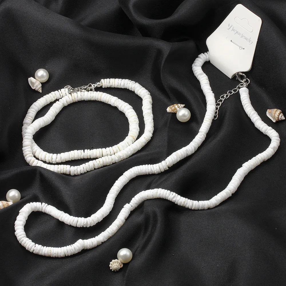 Bohemian Round Clam Chip Shell Beads Hawaiian Surfer Jewelry Shell Necklace