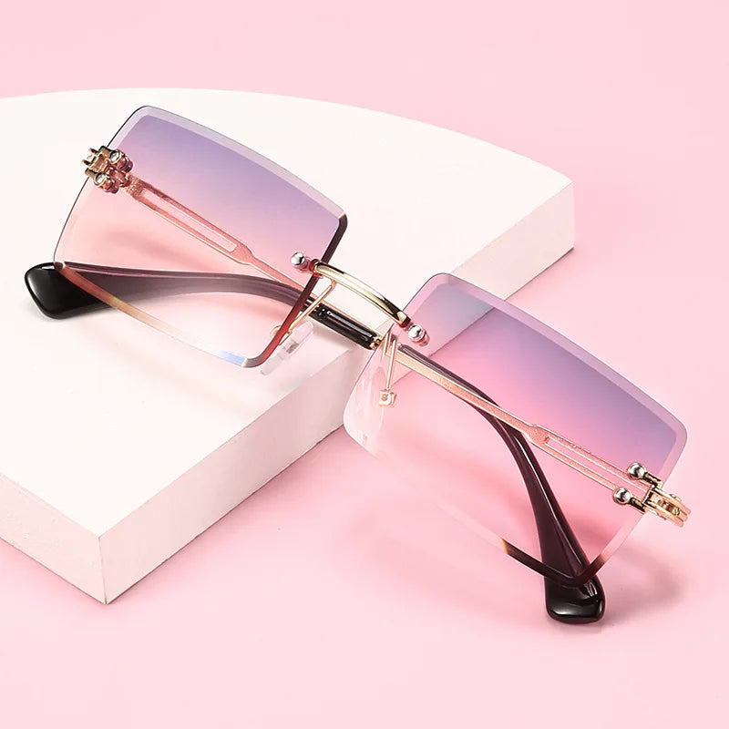 Wholesale Sunglasses Designer Diamond Sunglasses Rimless for Mens Luxury Small Frame Retro Sunglasses