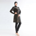 MOTIVE FORCE New Selling 3pcs Bronzing Printing Islamic Swimsuit Black Veilkini Long Sleeve Burkini Muslim Swimwear
