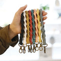 INS Macrame Wristlet Keychain Lanyard Braided Key Fob Strap Lobster Claw Fancy Boho Keychain Accessories Teacher Gift Wholesale