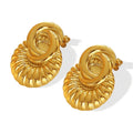 Niche Retro Design Sense Personality Embossed Titanium Steel 18K Gold Plated Earrings