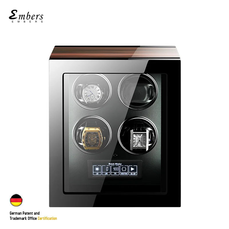 Premium Watch Winder Automatic Wood Watch Shaker Luxury for 4 Grid Men's Watch Organiser