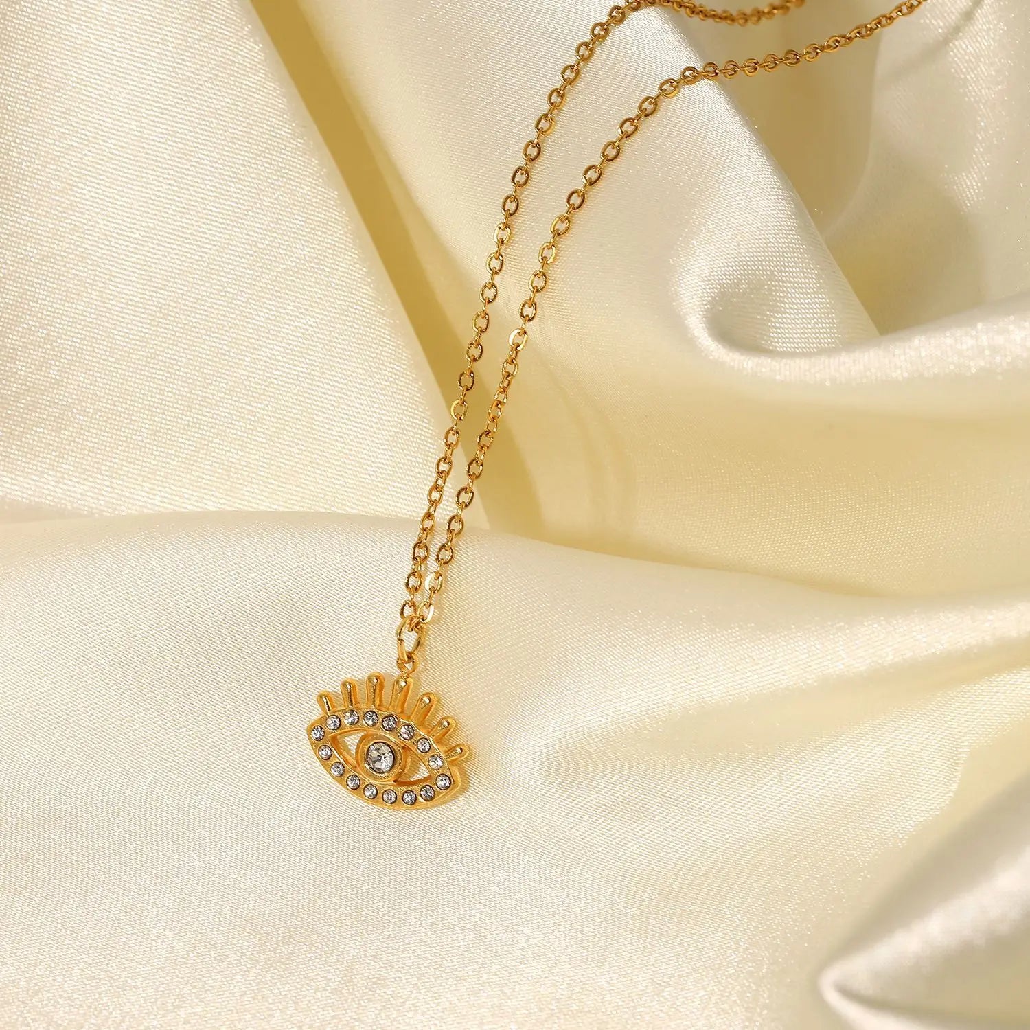 Jewelry Manufacturer Custom Necklace Evil Eyes Pendant Zircon Stainless Steel Necklace 18k Gold Plated Designer Jewelry Brands