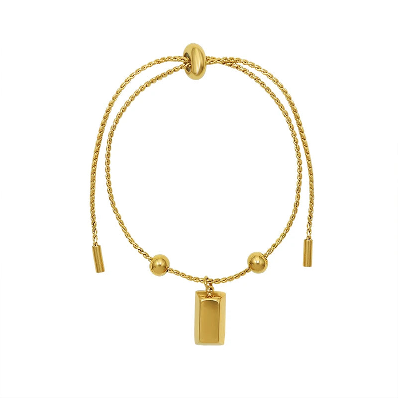 Niche Accessories 18K Gold Steel Ball for Bracelet Adjustable Size Stainless Steel Fashion Beaded for Bracelet with Buckle