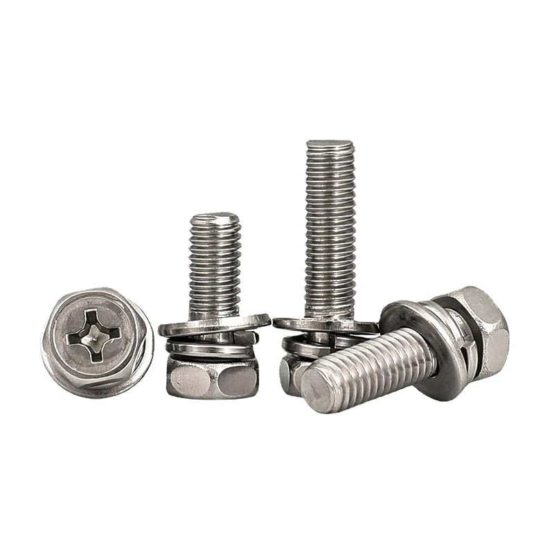 Customized Weier Stainless Steel Metric M2-M16 Hex Head Combined Screw with Zinc Finish and Standard Washer Set