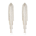 Classic Gold and Silver Plated Crystal Drop Earrings With Long Tassel Fashionable Wedding Jewelry for Women for Brides