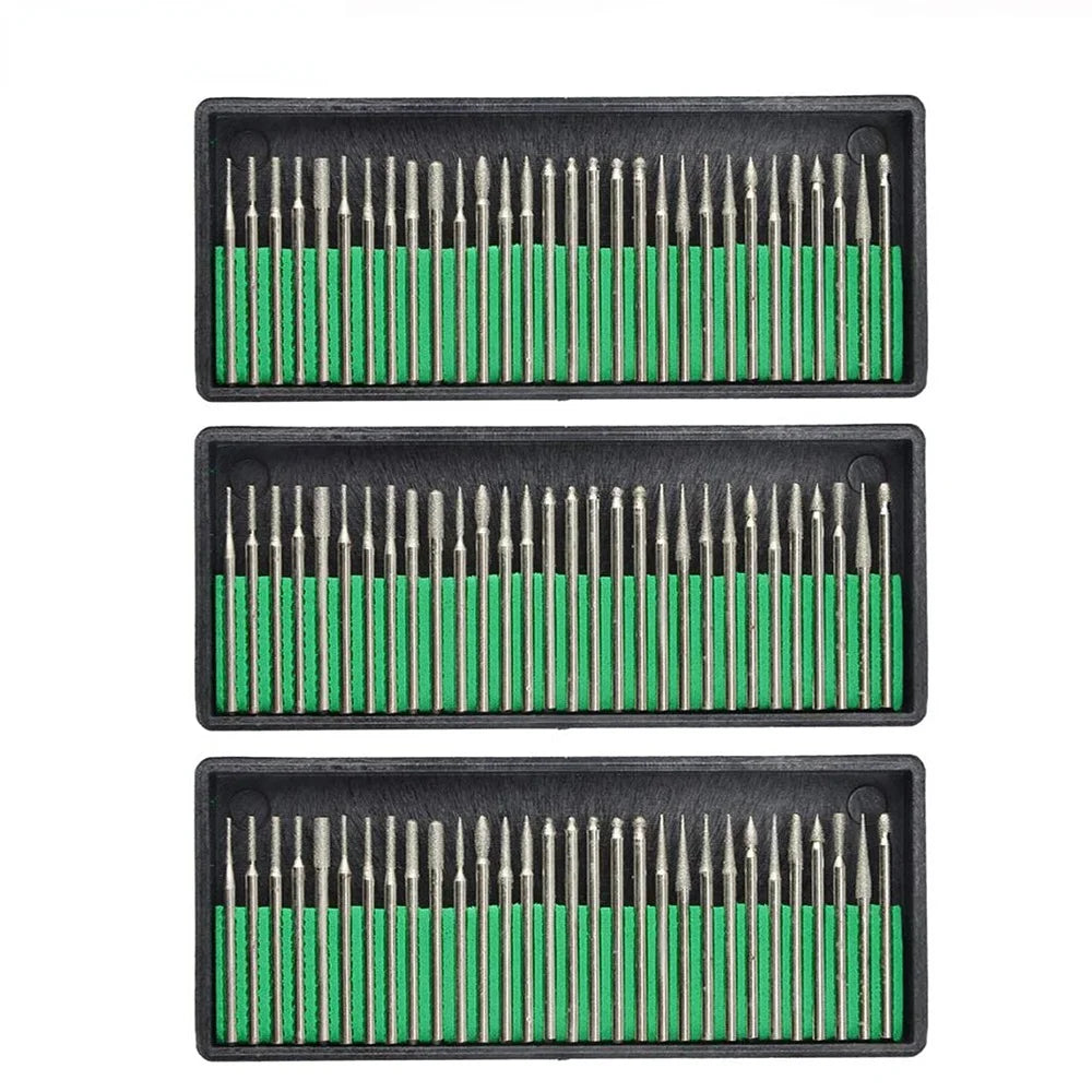 2.35mm-3mm Shank 90pcs Diamond Burr Bits Drill Kit for Rotary Tool Metal Woodworking Jewelry Carving Grinding Diamond Burr Bits