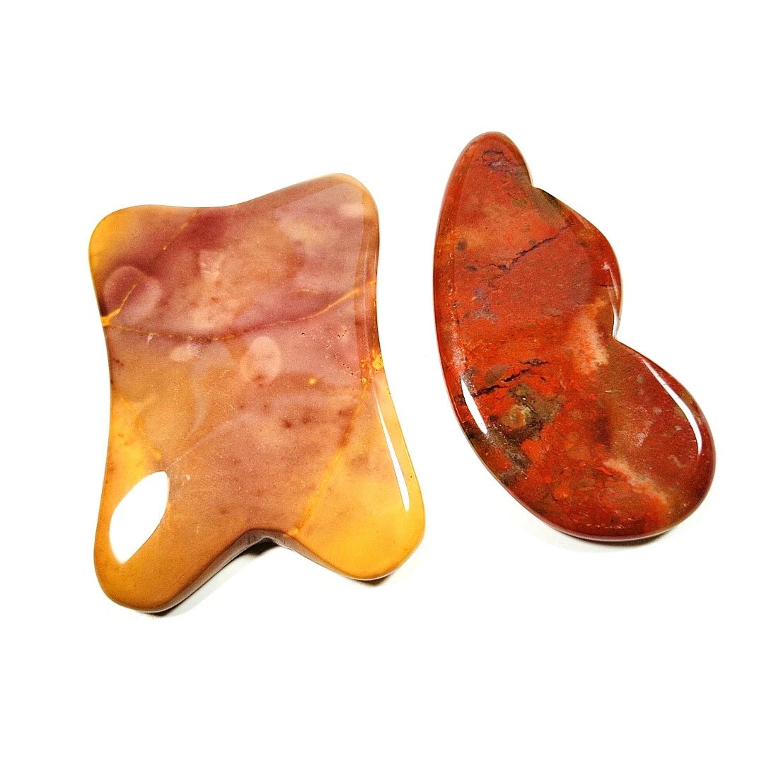 2026 Latest Arrival Gua Sha Spiky Mookaite jasper Customized logo Scraping Board Plate Spiky Guastone Mini Face Tool