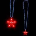 Neon-Glo Patriotic 4th July LED Star Necklace Light-Up Red Stars Pendant Battery Operated for Independence Day Graduation Party
