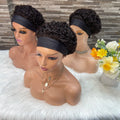 Cheap Pixie Curly Wig Natural Brazilian COLORS Machine Made Human Hair Wig Ice Silk Hair Band for Black Women