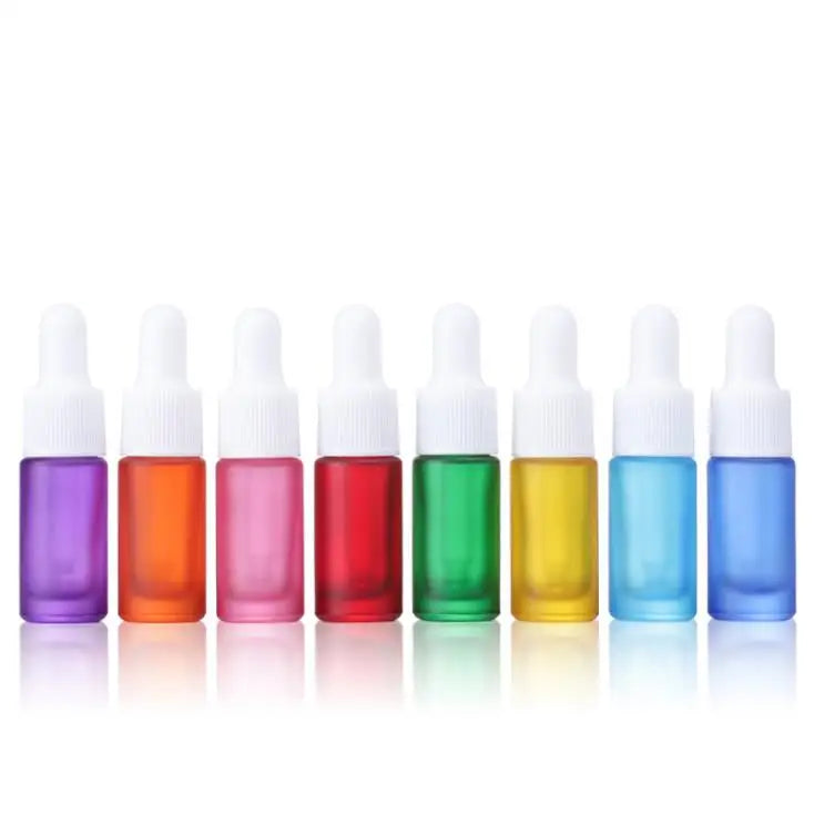 In Stock 5ml Matte rainbow Black pink Colors Glass Dropper Bottle for Perfume/essential Oil
