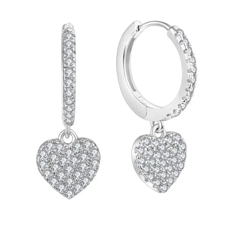 2025 YH JEWELLERY  Love S925 Sterling Silver Heart Hoop Drop Earrings Fashion Zircon Stud Earrings for Women
