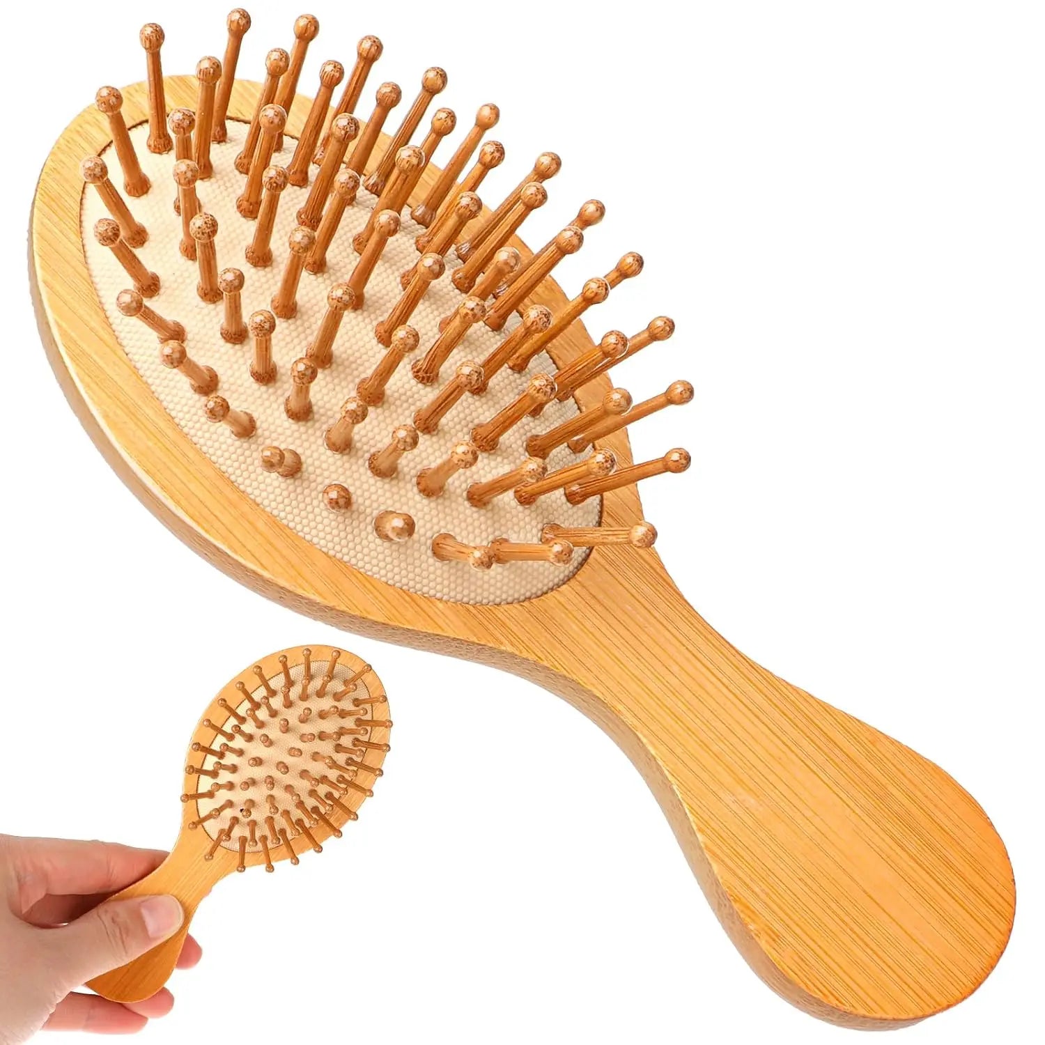 Mini Bamboo Brush for Hair Growth Natural Wooden Scalp Brush Small Hair Scalp Massager Portable Travel Detangling Hair Brush