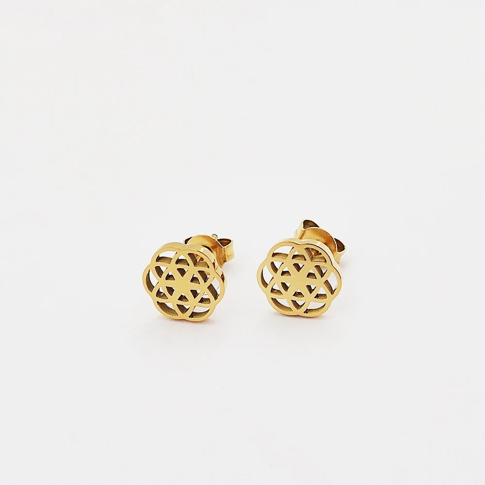 Seed of Life Stainless Steel Stud Earring Hypoallergenic Fashion Earings Juego De Pendientes Fe Oro De 18 k Acsesories Jewelry