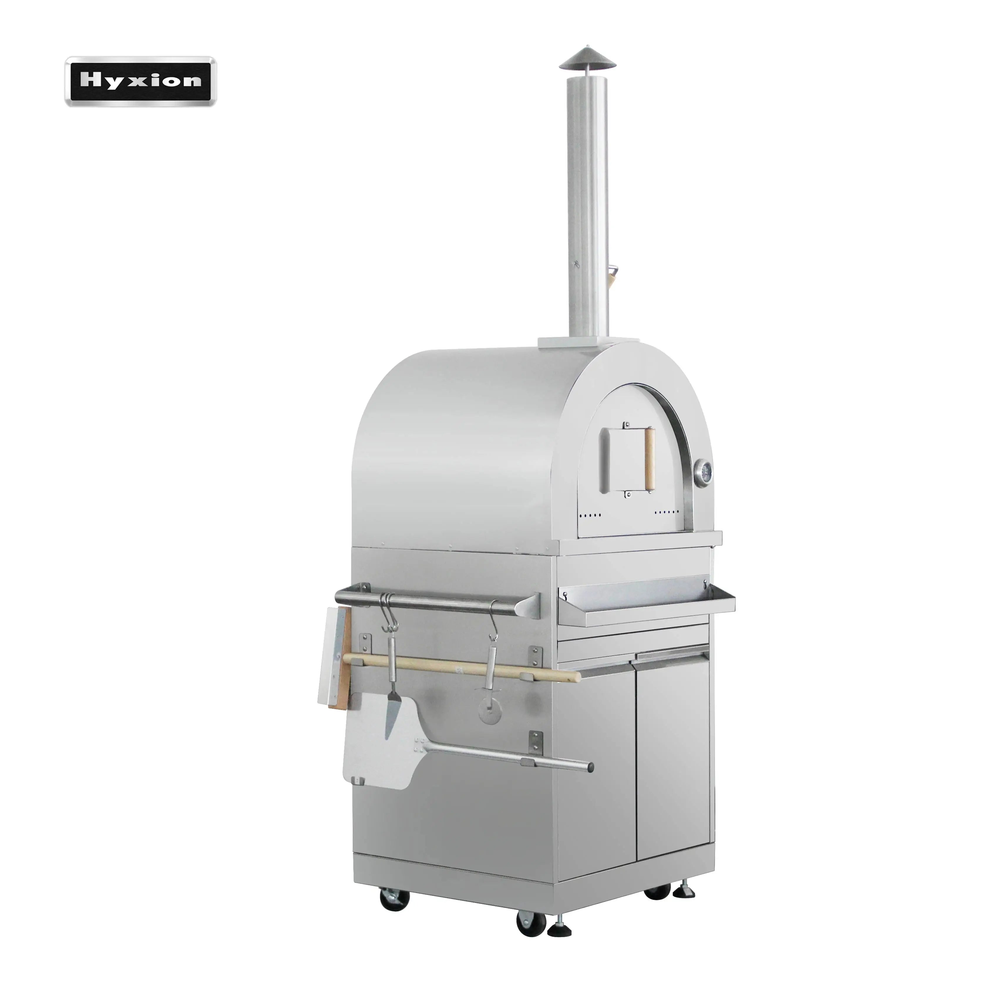 Durable Premium Pizza Oven with Stainless Steel Body 15mm Fire Bricks & Locking Swivel Casters for Stability