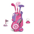 Mini Indoor Girls' Portable Handcart Golf Club Set Factory Sport Training Toy with Swing Push Rod Printed Logo