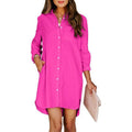 RNSHANGER Multi Color Women's Shirts Casual Loose Fit Long Sleeve Solid Color Long Shirts Fashion Ladies Shirt with Pocket