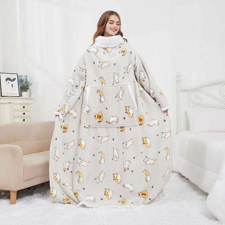 China Factory TV Blanket with Arms Sherpa Wearable Winter Blanket with Sleeves Warm Cozy Soft Thick Blanket Giant for Adult