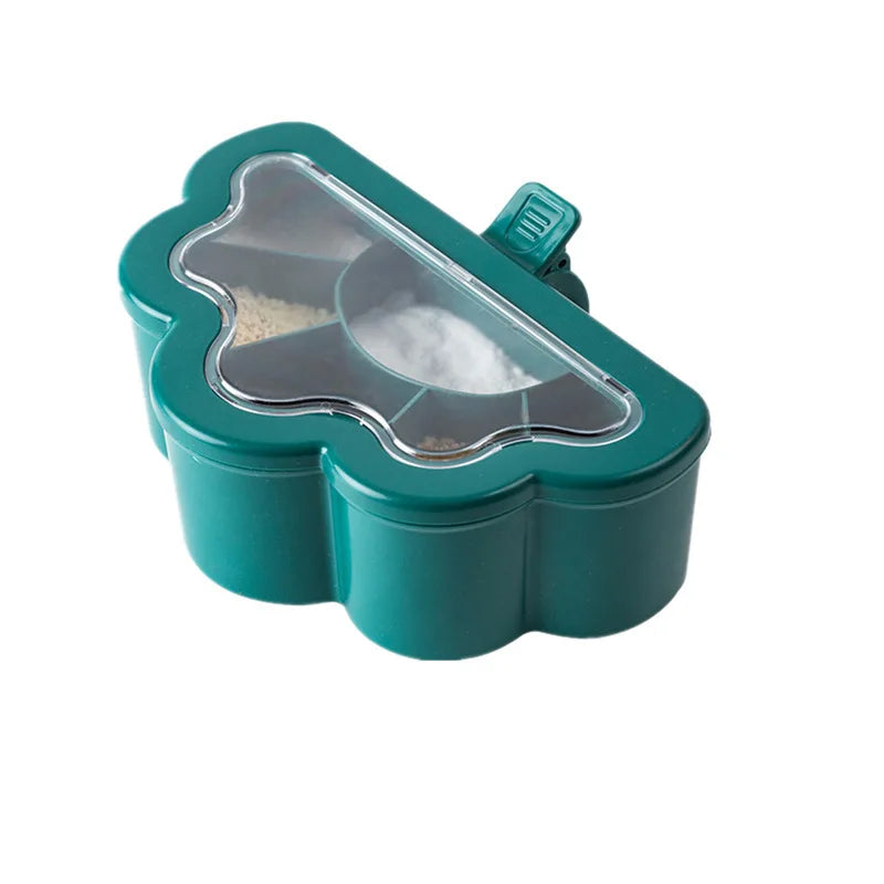 Wholesale Household Cloud Compartment Seasoning Box Dustproof PP Kitchen Seasoning Box With Lid Large Capacity for Home Use