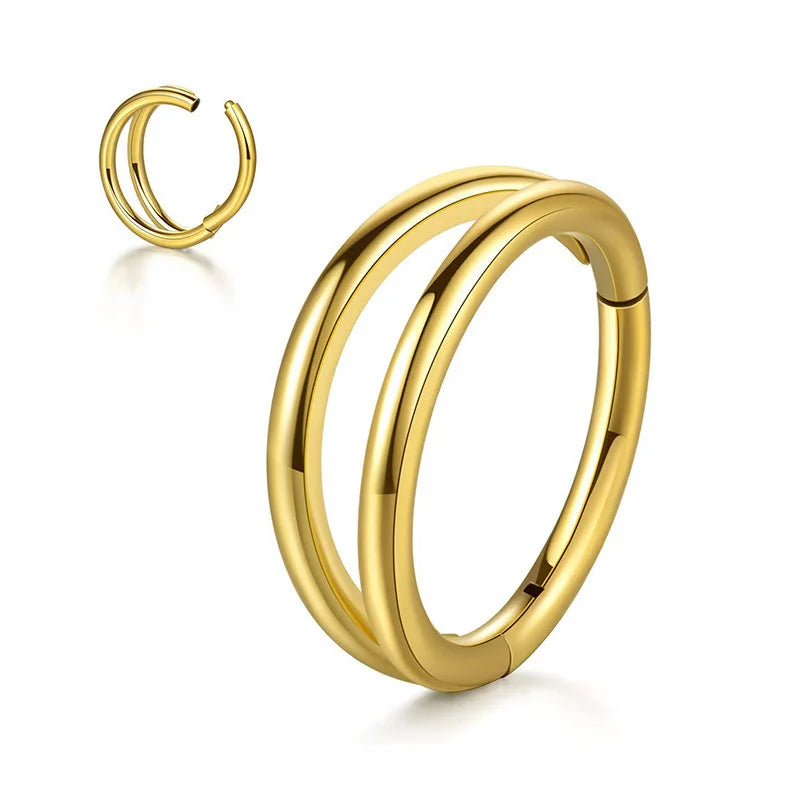 SC New Style Cool Eyebrow Lip Ear Body Piercing Silver Gold Nose Ring Hoop Trendy Stainless Steel Layered Nose Ring for Women