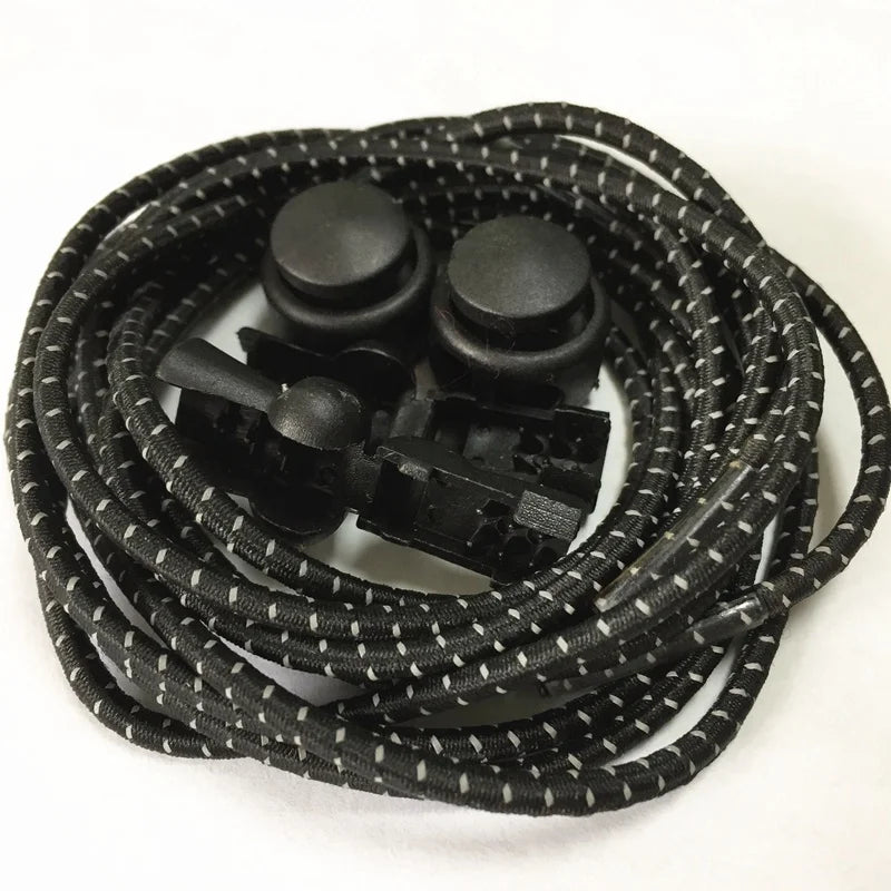 Excellent Quality Polyester Reflective Transparent Tips 100cm Length No Tie Custom Colors Plastic Lock Shoelaces Free Sample