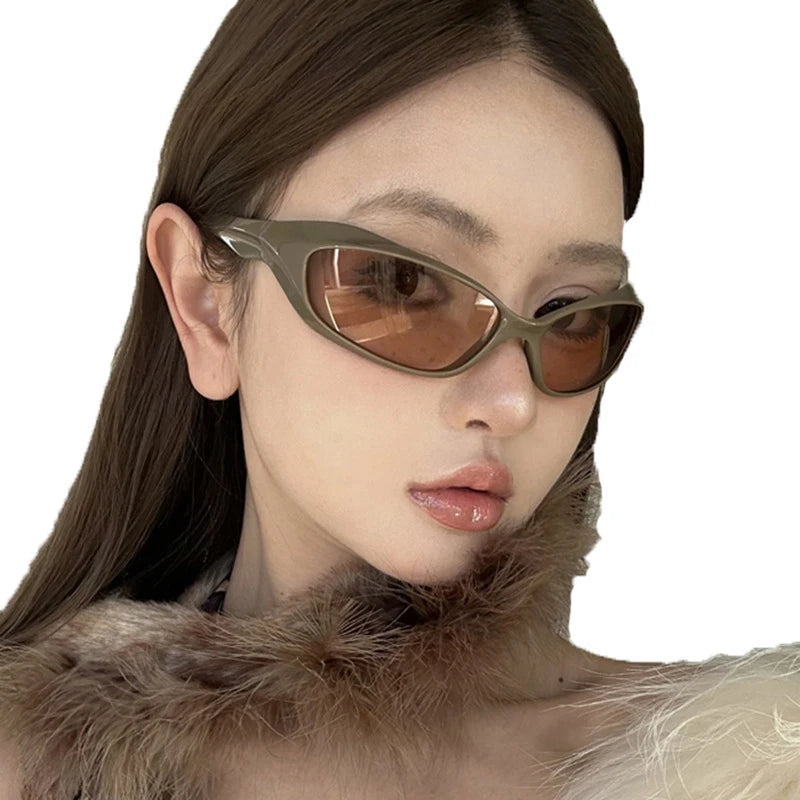 STORY Y2093 Custom Logo Futuristic Steampunk Square Sports Eyewear Designer Mocha Y2K Sunglasses 2023 New Gafas De Sol