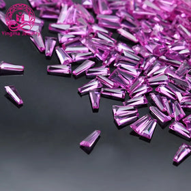 YINGMA Gemstone Bulk Trapezoid Cut 2x1.5x1 mm to 6x3x2 mm Synthetic 3# Corundum Stone pink Ruby