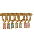 G536 Square Zircon Earrings Brass Gold-Plated Jewelry Women Hoop Drop Earrings