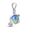 925 Sterling Silver Summer Turtle Shell Pendant for Gifts and Zircon Jewelry Fit Bracelet