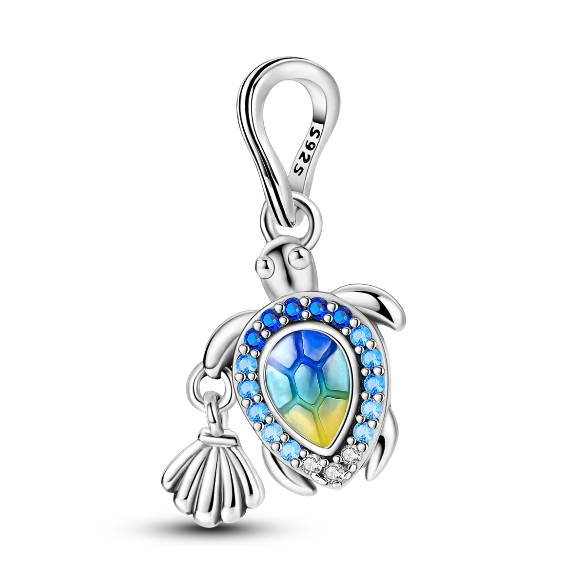 925 Sterling Silver Summer Turtle Shell Pendant for Gifts and Zircon Jewelry Fit Bracelet