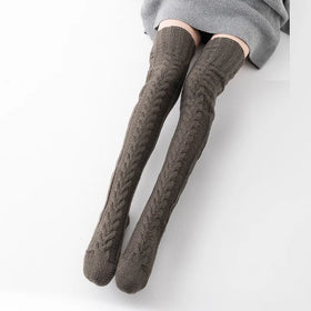One Size Long Tube Over Knee Pile Stockings for Women Long Tube Extended Knitted Women's Woolen Socks