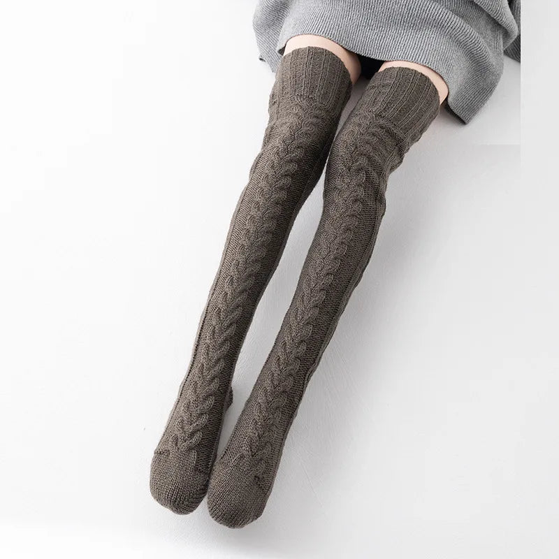 One Size Long Tube Over Knee Pile Stockings for Women Long Tube Extended Knitted Women's Woolen Socks