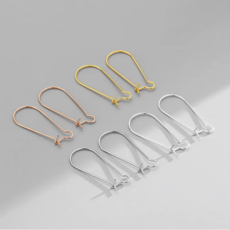 20mm 25mm 30mm 40mm Earring Findings 925 Sterling Silver Ear Wire U Shaped Hoop Earring Hooks for Jewelry Making