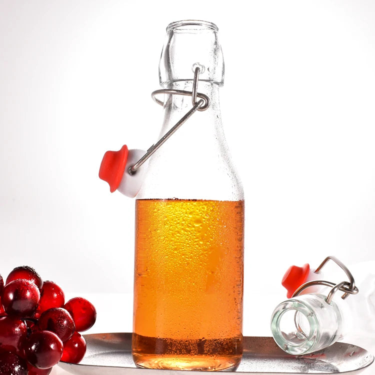 Best High Flint Glass Jar 150ml Clear Round Cork Sealed Screen Printed Metal Flip Top for Juice & Beverage