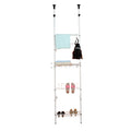 Ceiling Mounted 4-tier Telescopic Clothes Storage Shelf Garment Organizer Adjustable Pole Stand Rack Easy Assemble