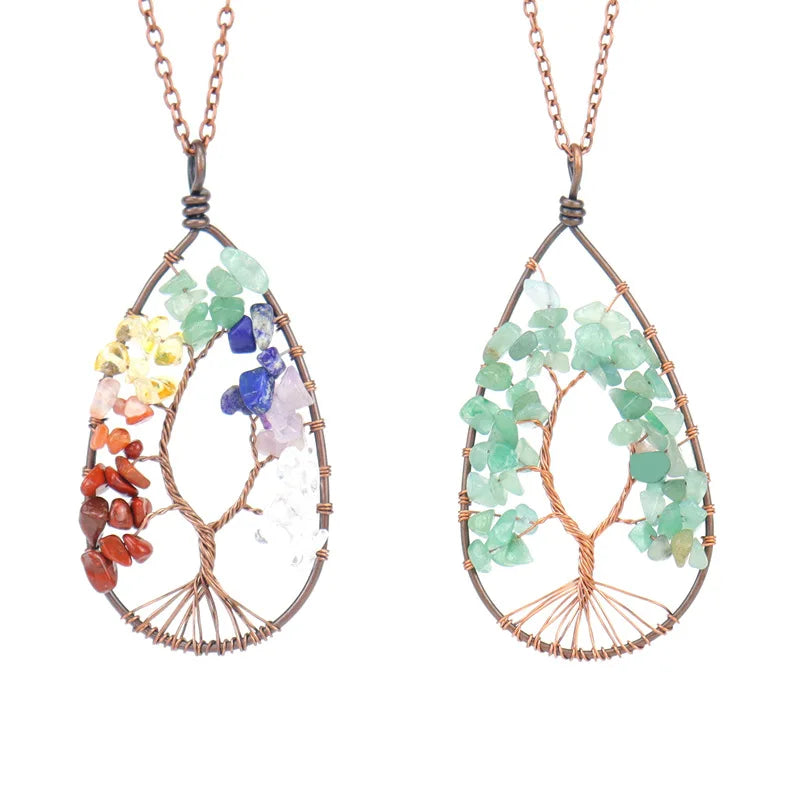 MIENTER Crystal Pendant Necklace Gold Plated Tree of Life Pendant Women Necklace Jewelry