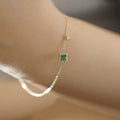 Newest Arrival 14K Gold Plated 925 Sterling Silver Emerald Bracelet S925 Geometric Square Green Diamond Bracelet