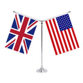 Custom 14*21cm 100D Polyester Stainless Steel Mini Desk Flag Pole Stand Promotional Pennant Modern Style Digital Printing Custom