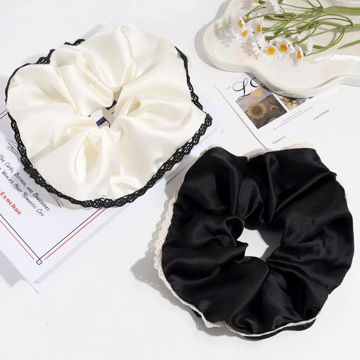 French Gentle Lace Satin Large Intestine Circle Sweet and Versatile Ponytail Hair Rope Hair Circle