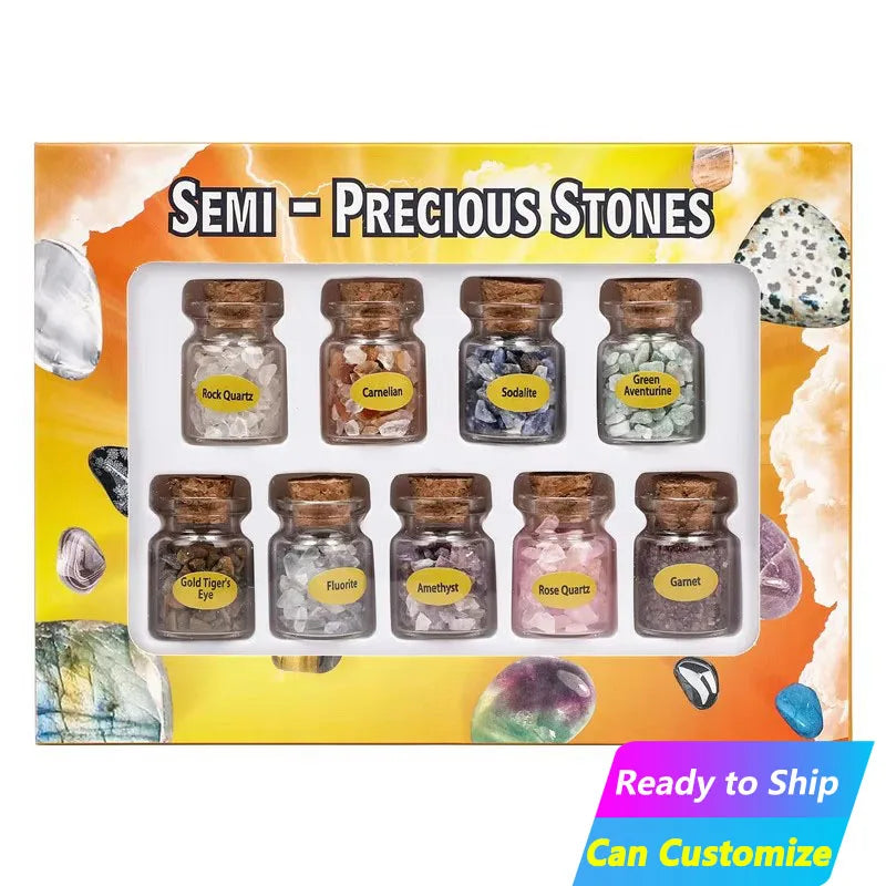 Wholesale Small Boxed Natural Healing Stone Quartz Gem Energy Mini Gravel Roller Bottle Crystal