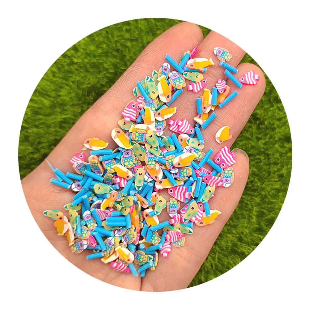 Lovely Pink Green Fish Polymer Clay Slice Sprinkles Embellishments for Slime Fillers Nail Art DIY Projects Cut Craft Supplies