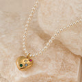 Fashion 18k Gold Heart Pendant Temperament Beaded Pearl Necklace Zircon Chain Jewelry Women Stainless Steel