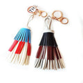 Women's PU Leather Tassel Keychain Charm Elegant Handbag Wallet Accessories with Key Rings