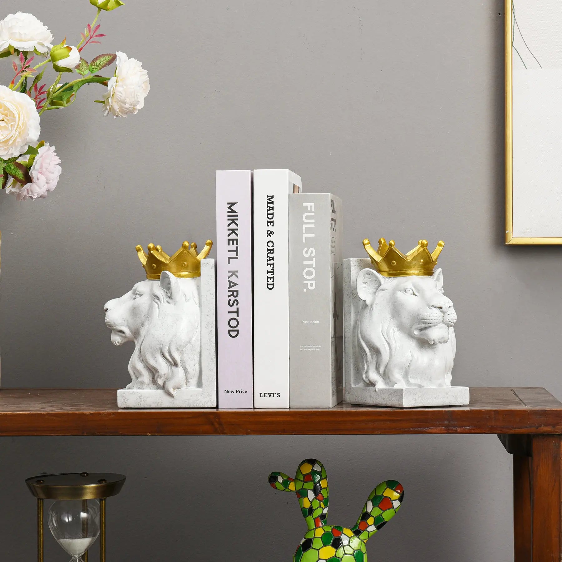 Kakizzy House Animals Interior Home Decorations Accessory Resin Animal  Lion Book File Decoration